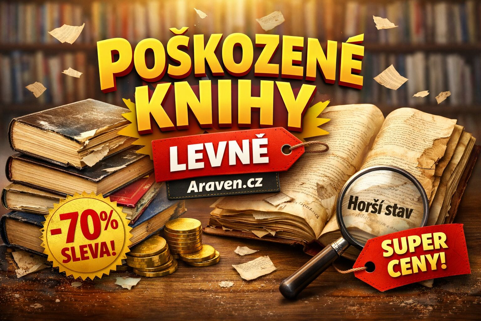 Poškozené knihy levně